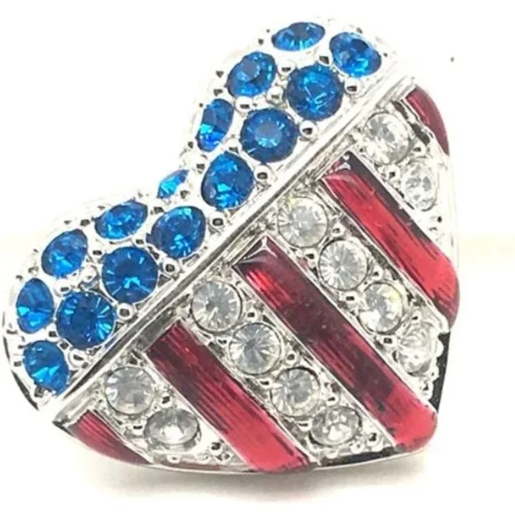 Swarovski Patriotic USA flag heart pin - Picture 2 of 5